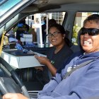 West Hills College Lemoore graduate Blessie Antonio and her father were among the first grads to arrive Wednesday morning to the cheers of the college's faculty and staff. 